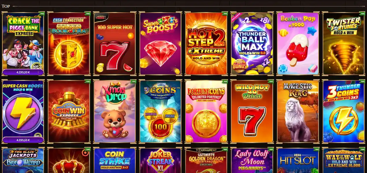 Slot-Kategorie in der Lanista-Casino-Lobby